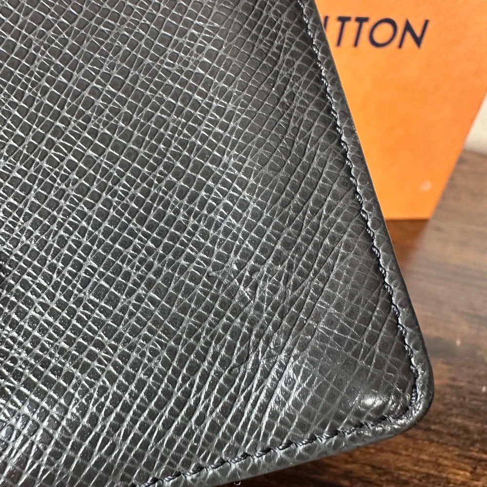 Louis Vuitton Black Brazza Taiga Long Wallet